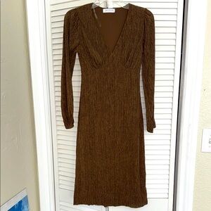 All in Favor Textured Long Sleeve Dress - Desert Palm - XS